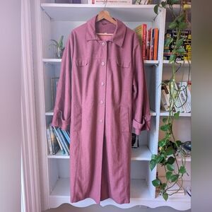 Vintage Women's Long Over Coat Dusty Rose Size Large Retro Summer Fall